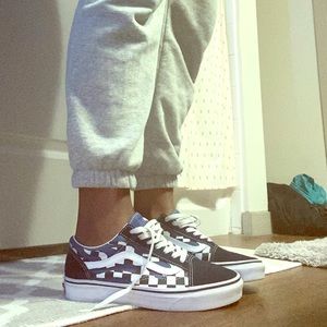 Navy Blue Flame Old Skool Vans
